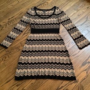 INC Dress Knit Tan Black w/ Silver Accent Size S